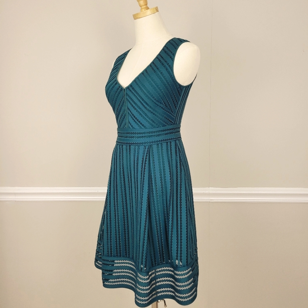 J.Crew Emerald Green A- Line V Neck Lace Fit Mini Dress New